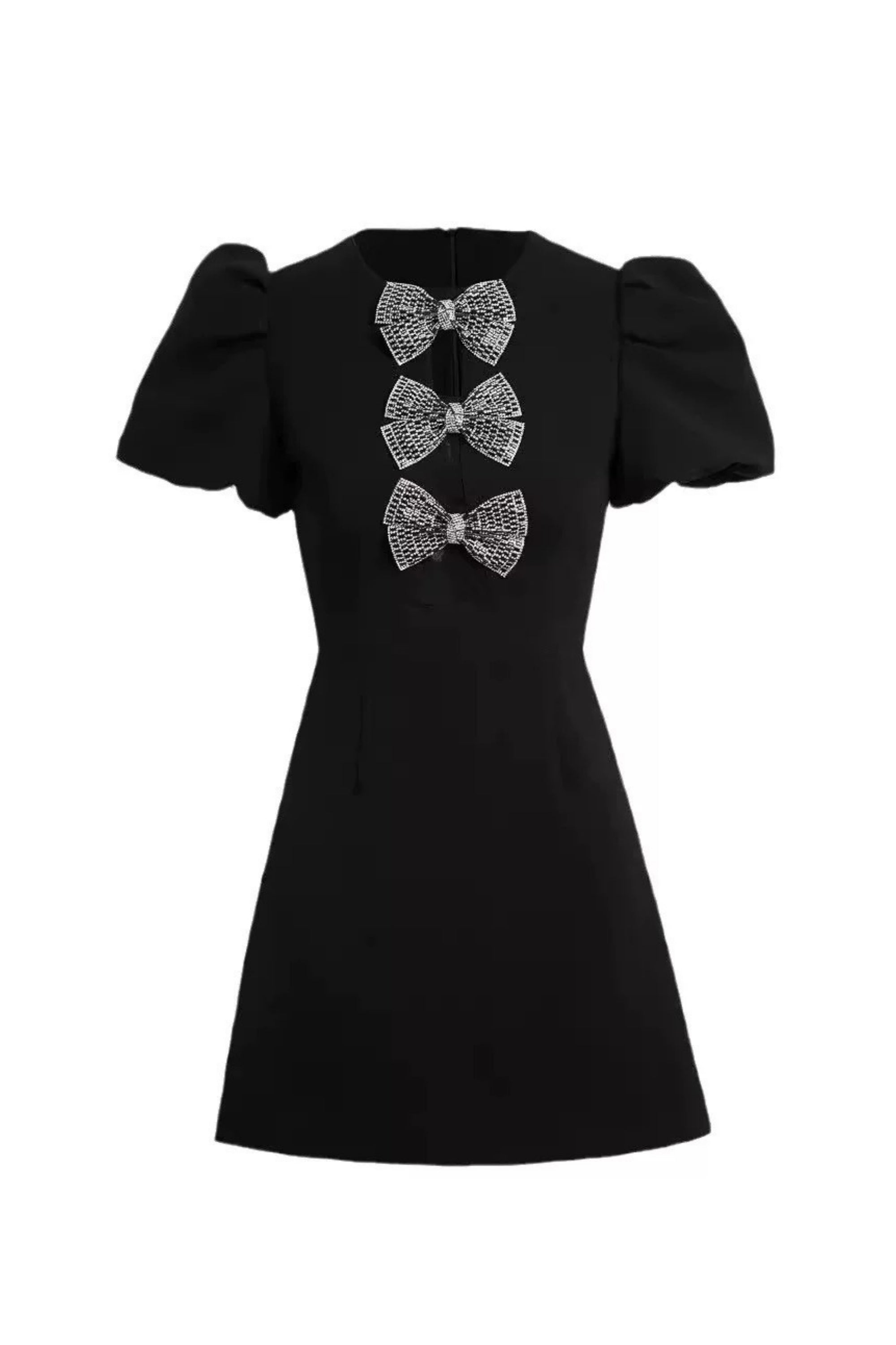 Puff Sleeve Mini Dress in Black