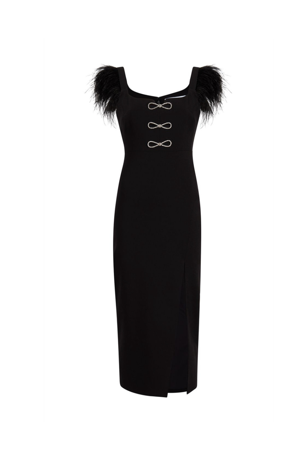 Bows High Diamond Bandage Midi Dress