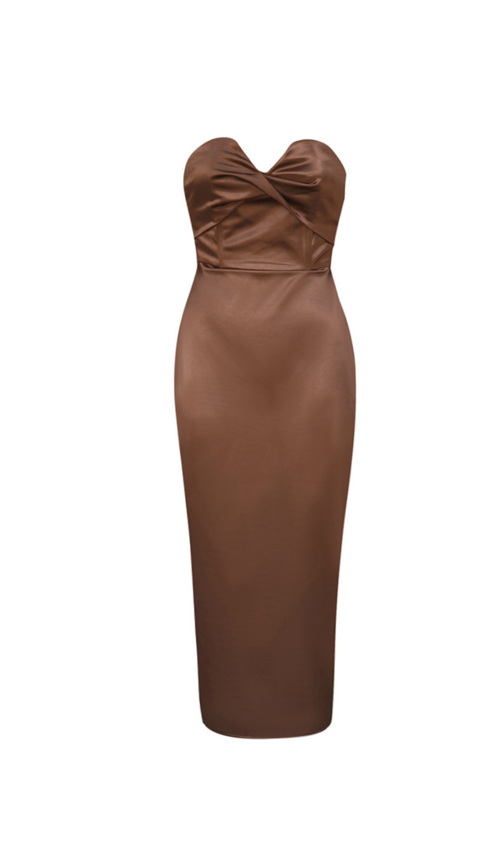 Backless Split Twist-Front Bodycon Midi Dress In Brown