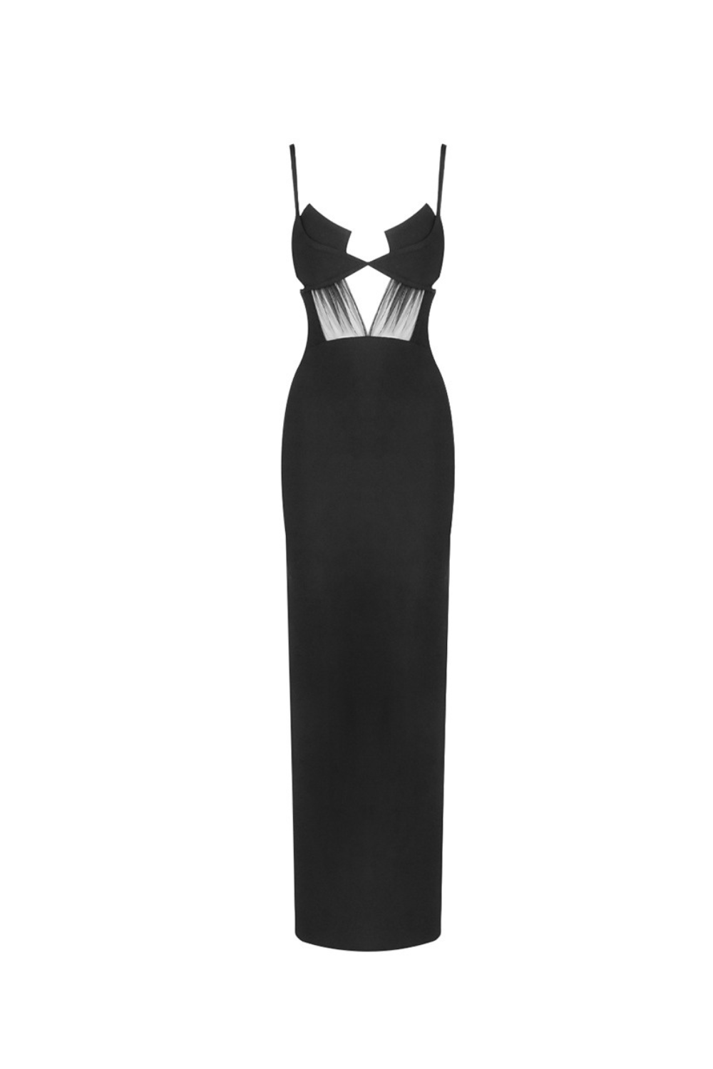 Back Knitted Bandage Maxi Dress in Black