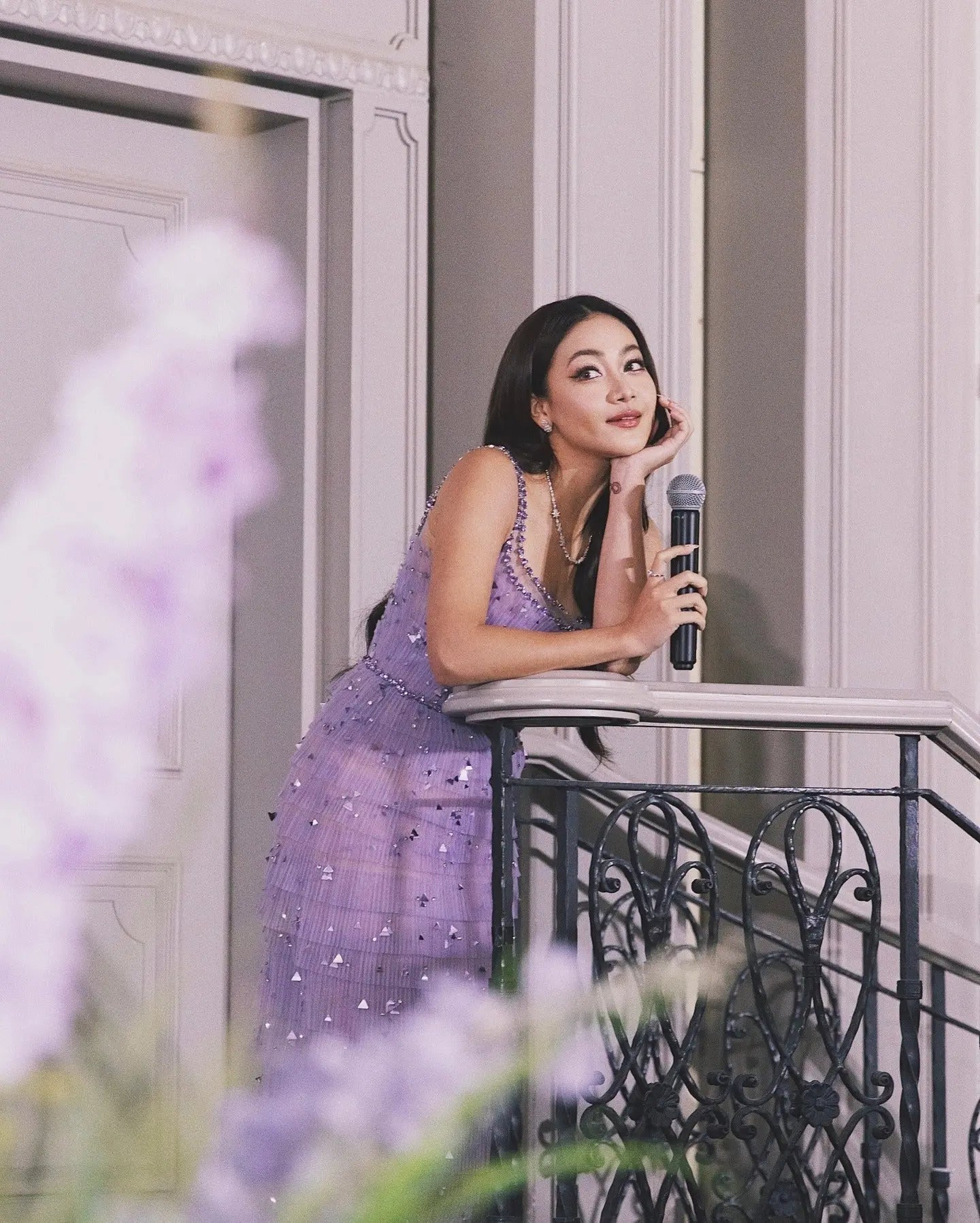 Purple Embellished Maxi Dress