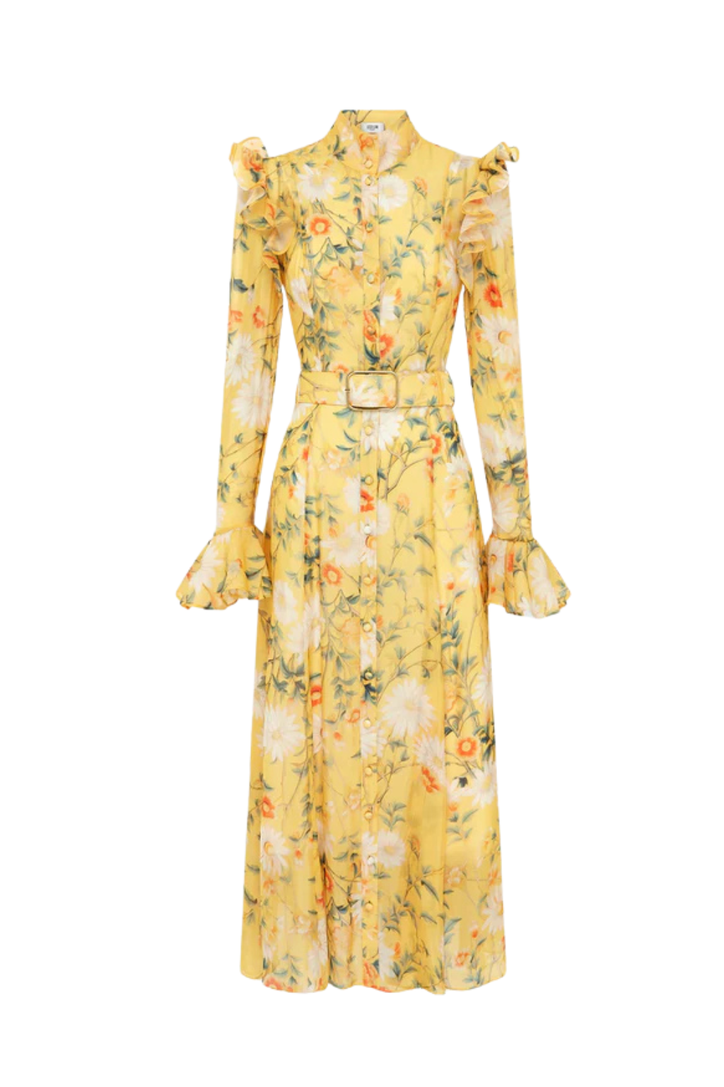 Print Sleeve Midi Dress in Yellow