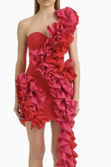 Ruffle Trim Bodycon Mini Dress