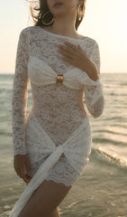 Lace Neckline Mini Dress