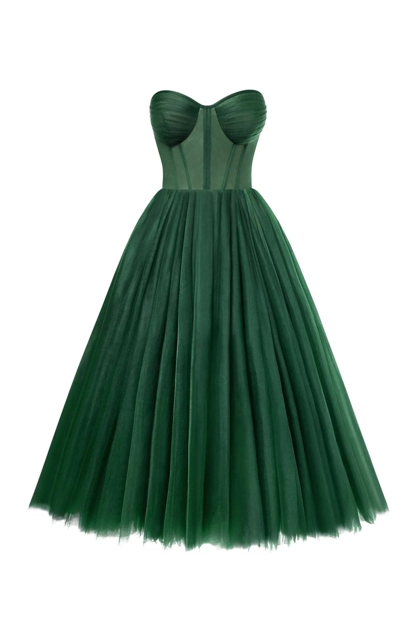 Emerald Green Puffy Midi Dress