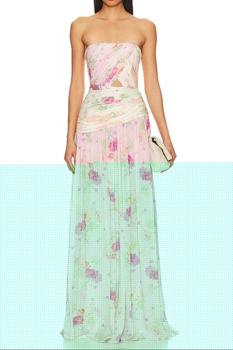 Pintil Strapless Floral Maxi Dress in Multi