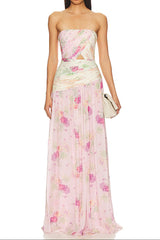 Pintil Strapless Floral Maxi Dress in Multi