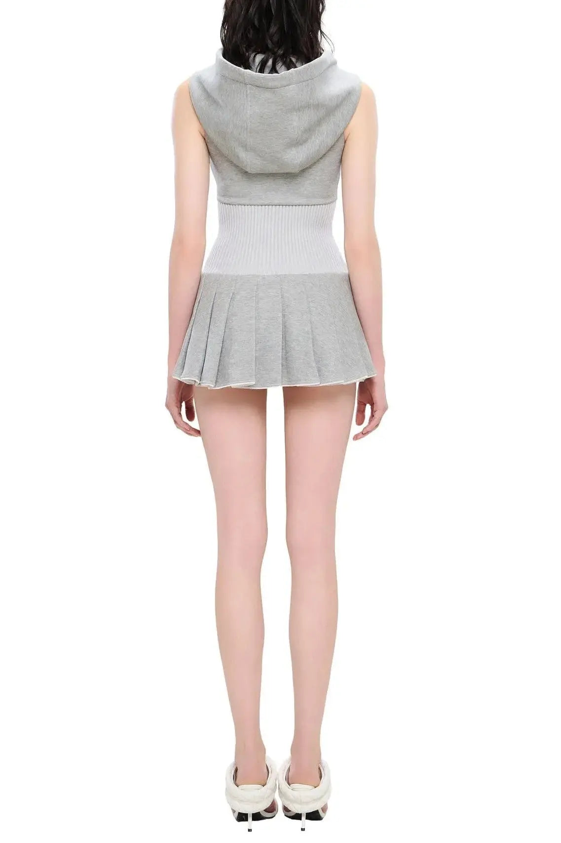 Sleeveless Knit Mini Dress - Grey