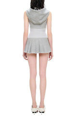 Sleeveless Knit Mini Dress - Grey
