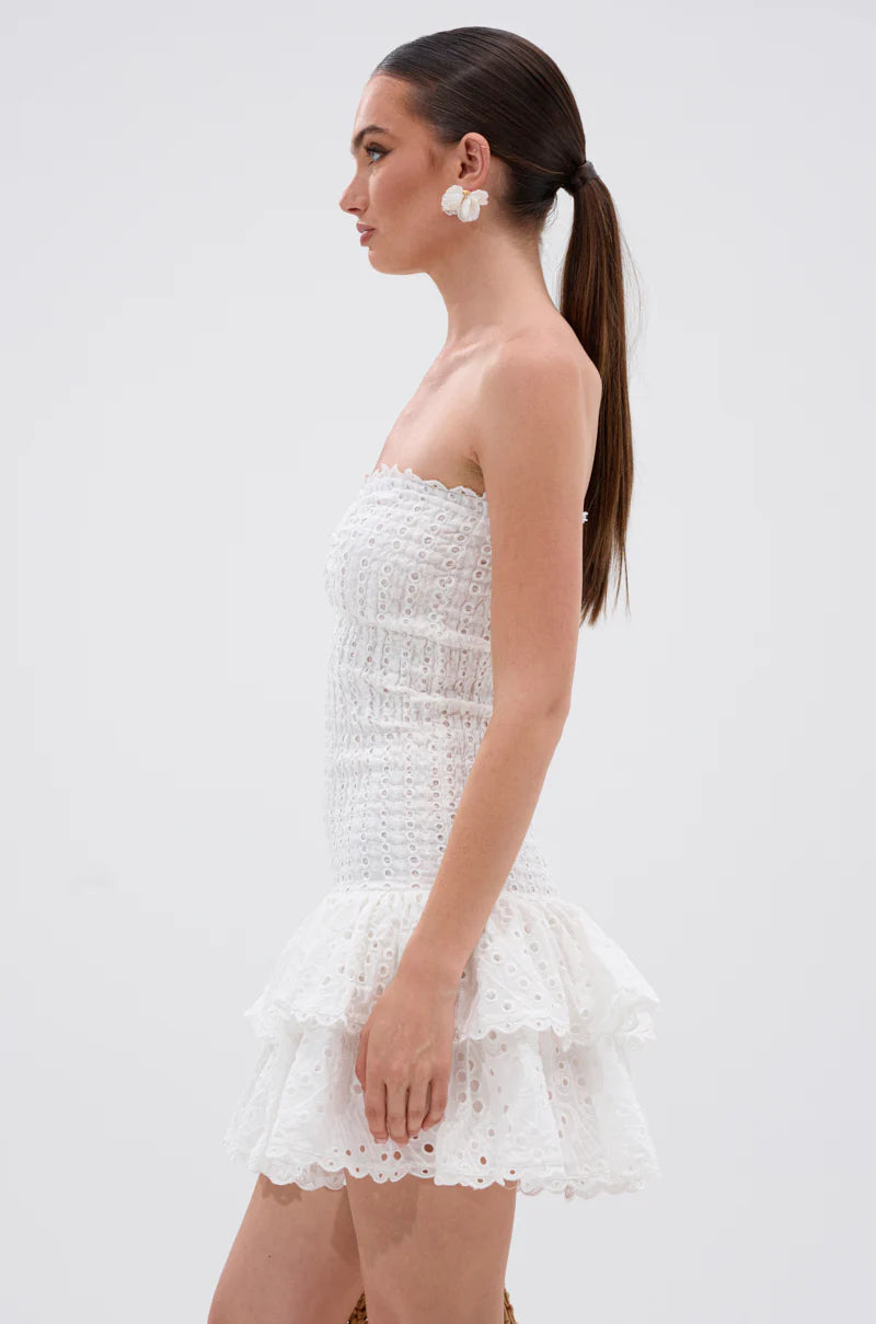 Layered Mini Dress in White