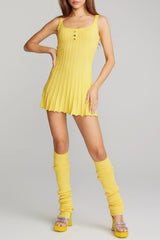 Golf Knitted Mini Dress in Yellow