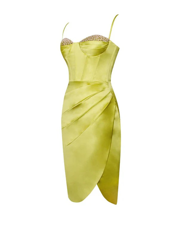 Yellow Satin Mini Dress