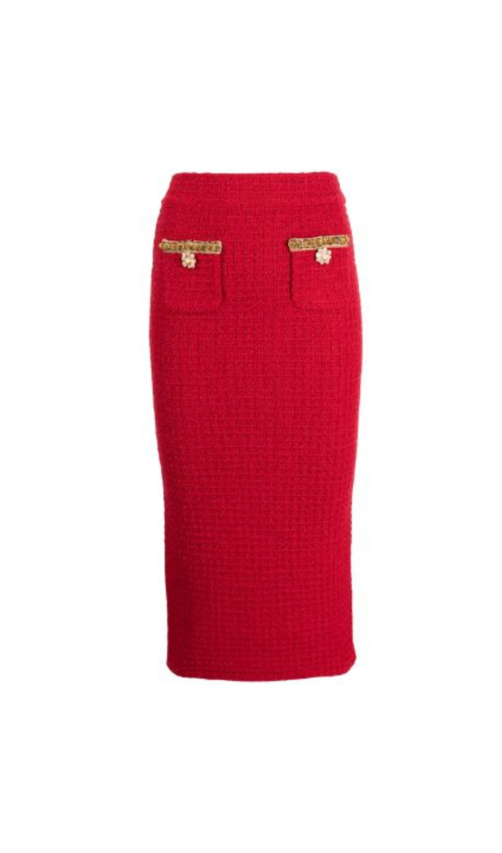 Red Knit Midi Skirt