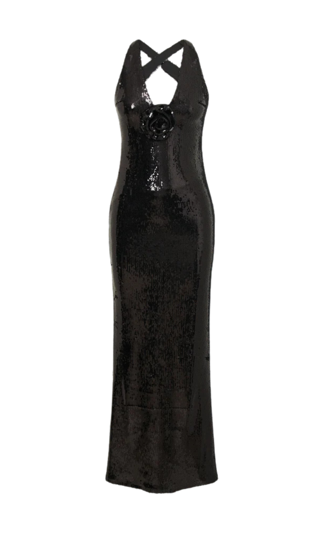 Rose Sequin Maxi Dress in Black