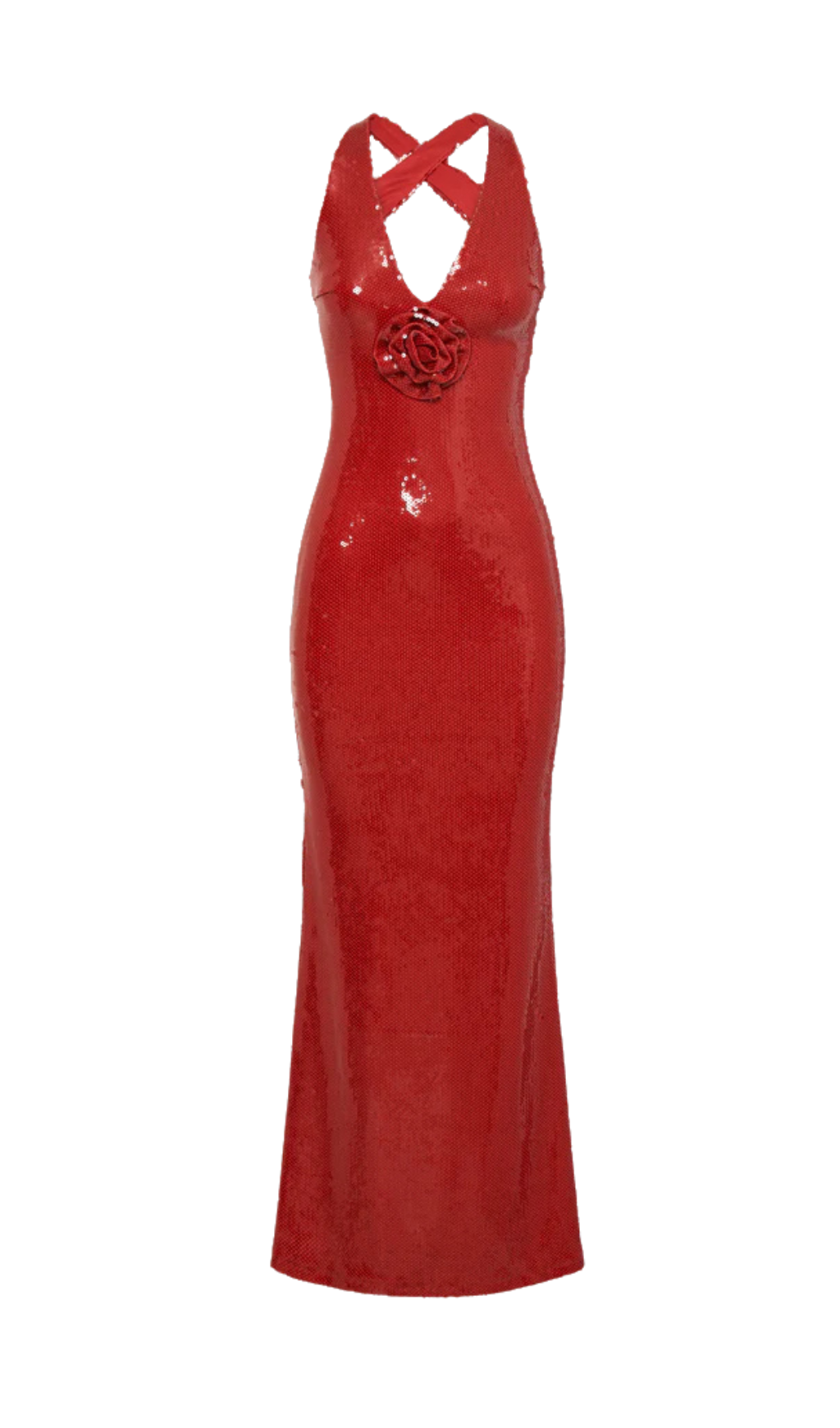 Rose Sequin Maxi Dress In Red