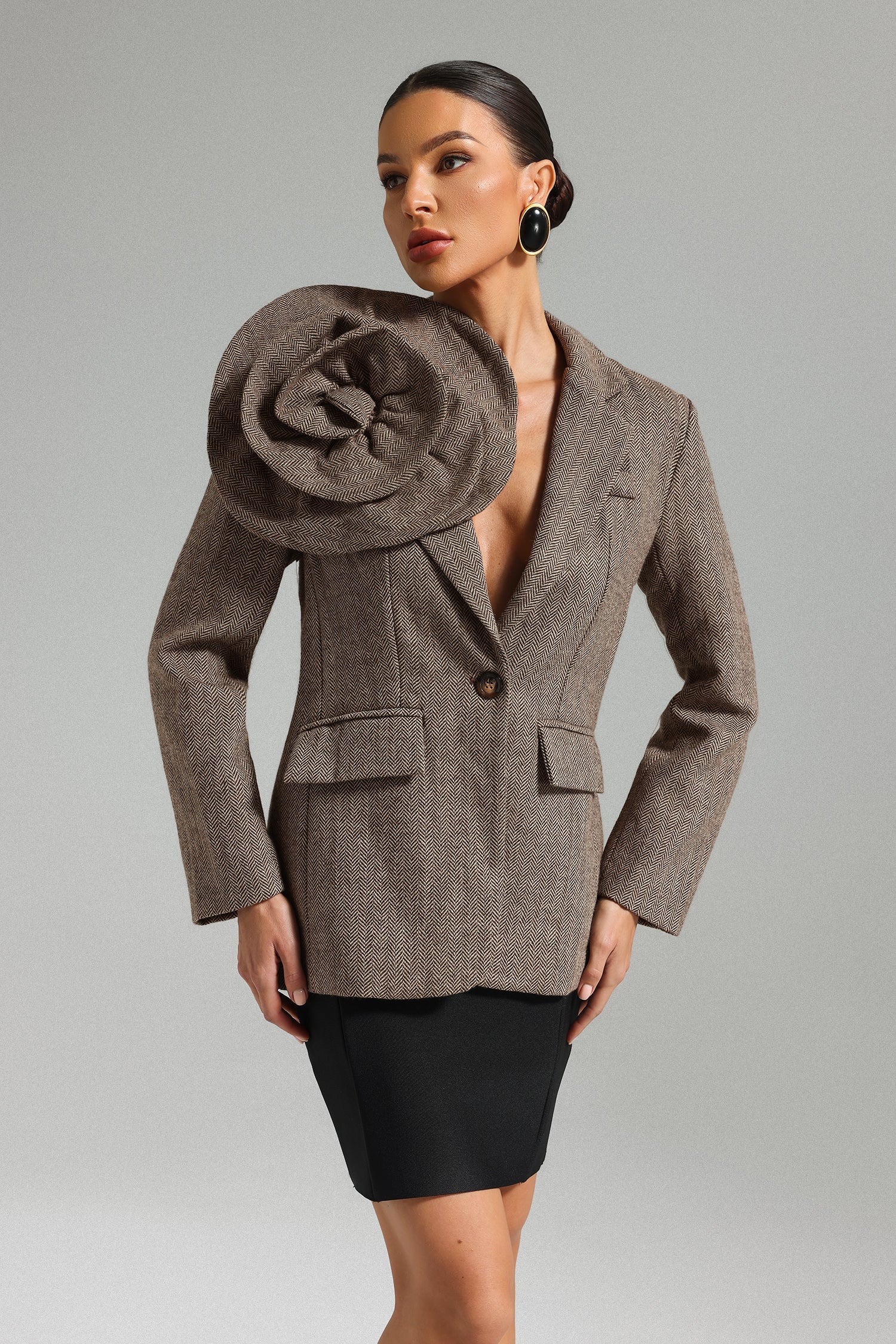 Flower Blazer - Brown