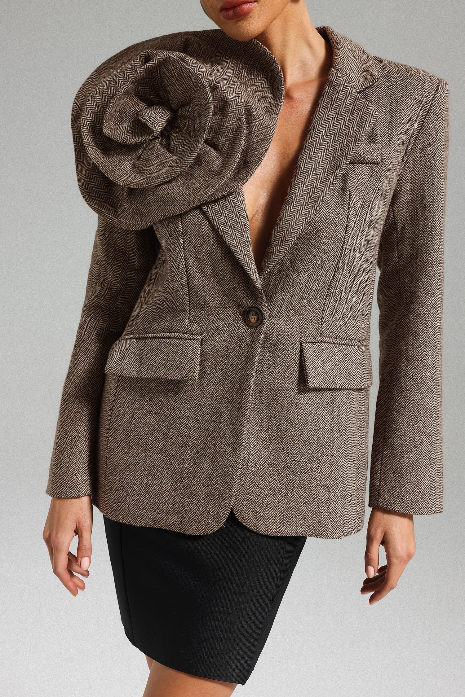 Flower Blazer - Brown