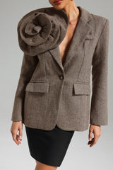 Flower Blazer - Brown