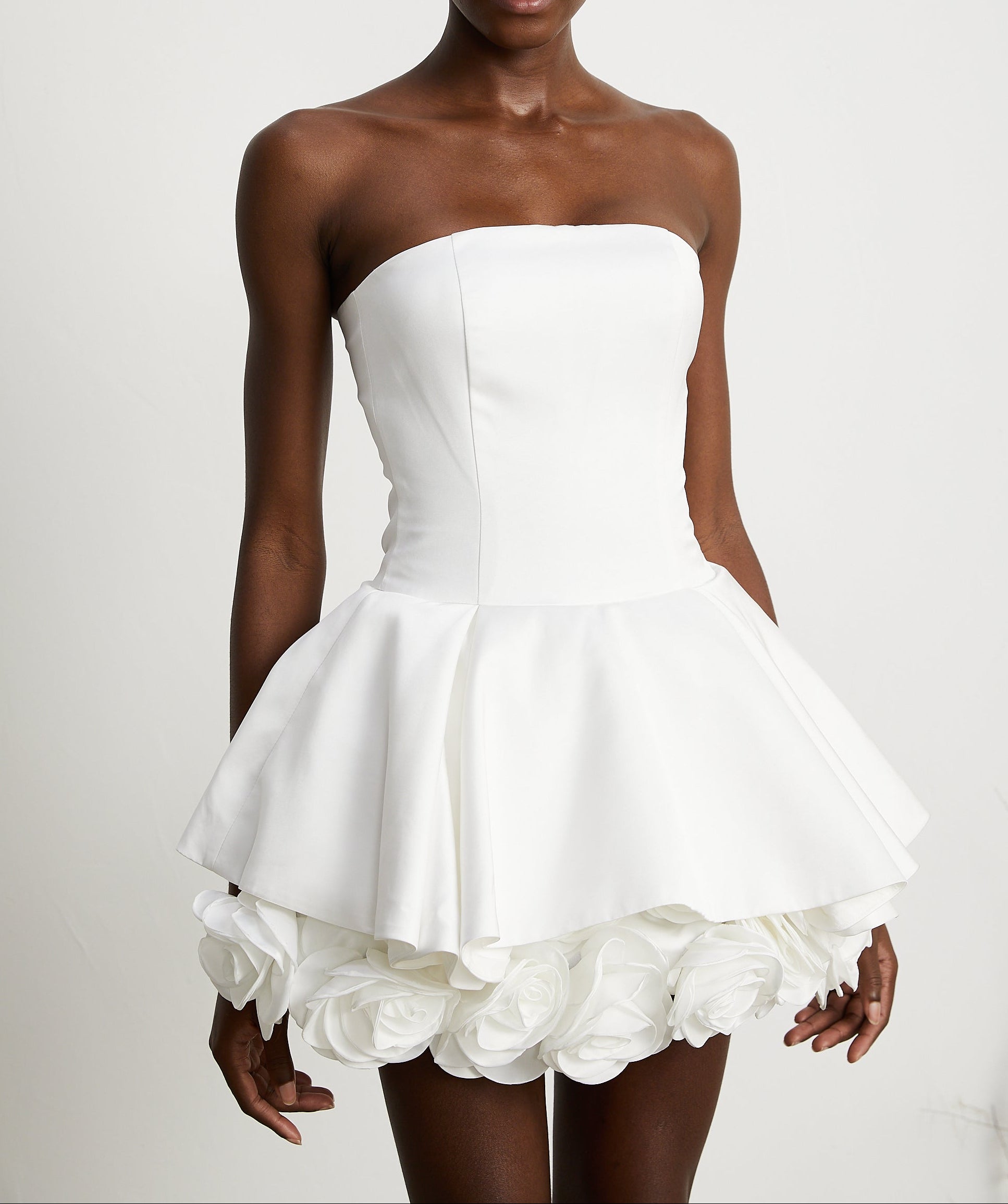 White Petal-Layered Corset Mini Dress