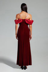 Off Shoulder Maxi Dress - Red