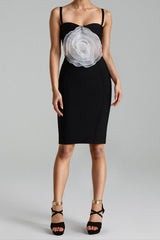 Mesh Flower Bandage Midi Dress