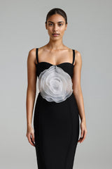 Mesh Flower Bandage Midi Dress