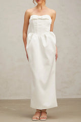 Satin Maxi Dress in White