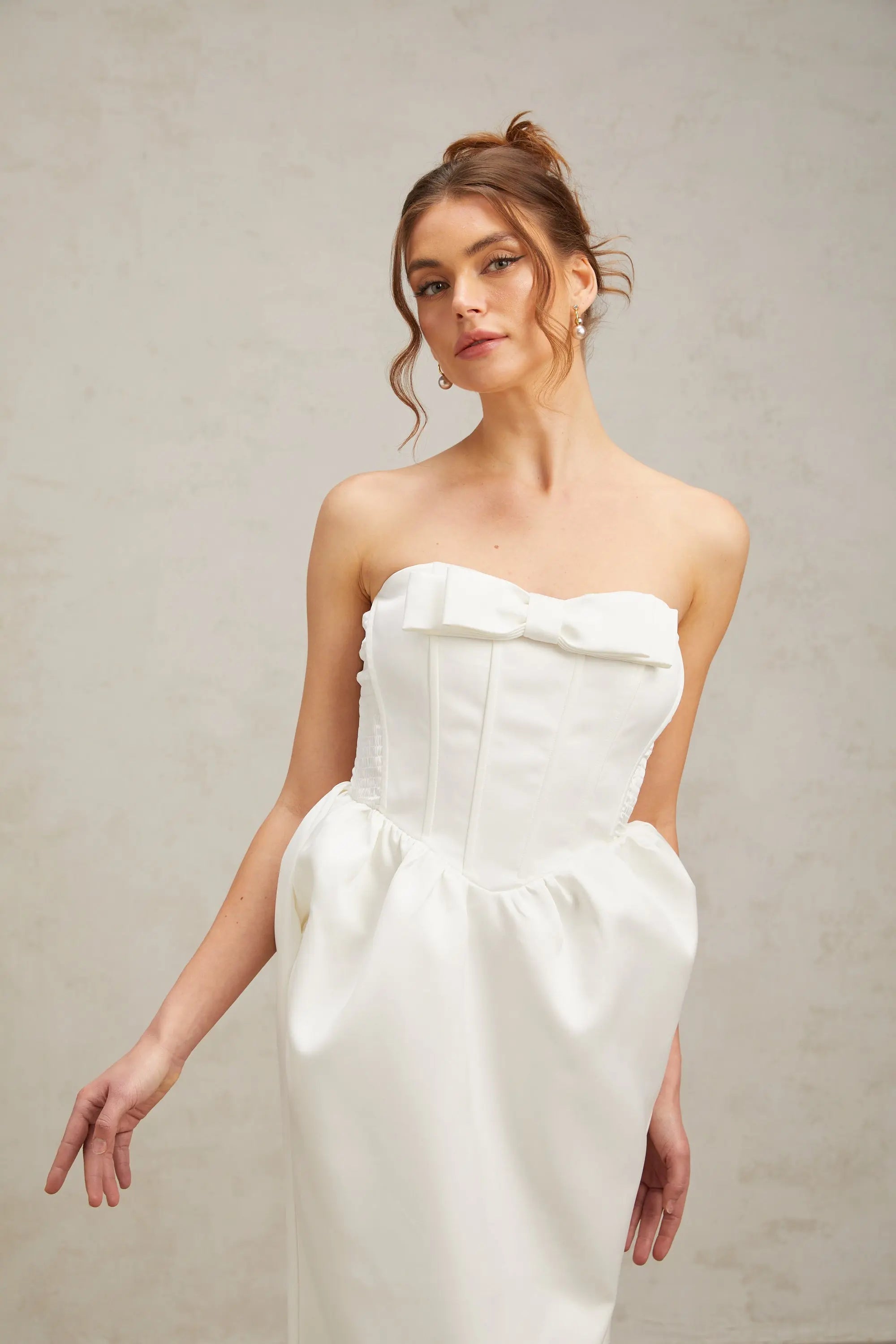 Satin Maxi Dress in White