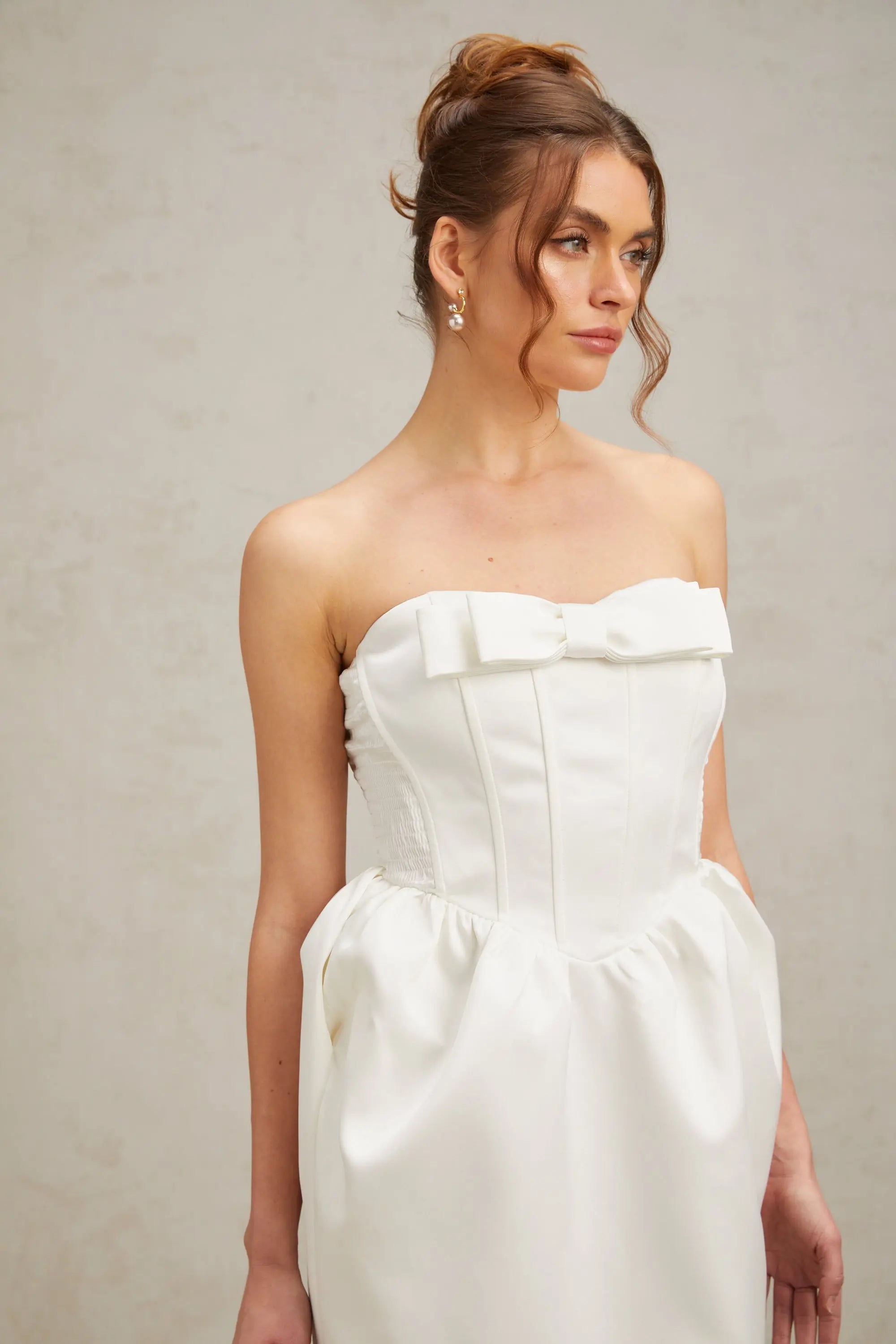 Satin Maxi Dress in White