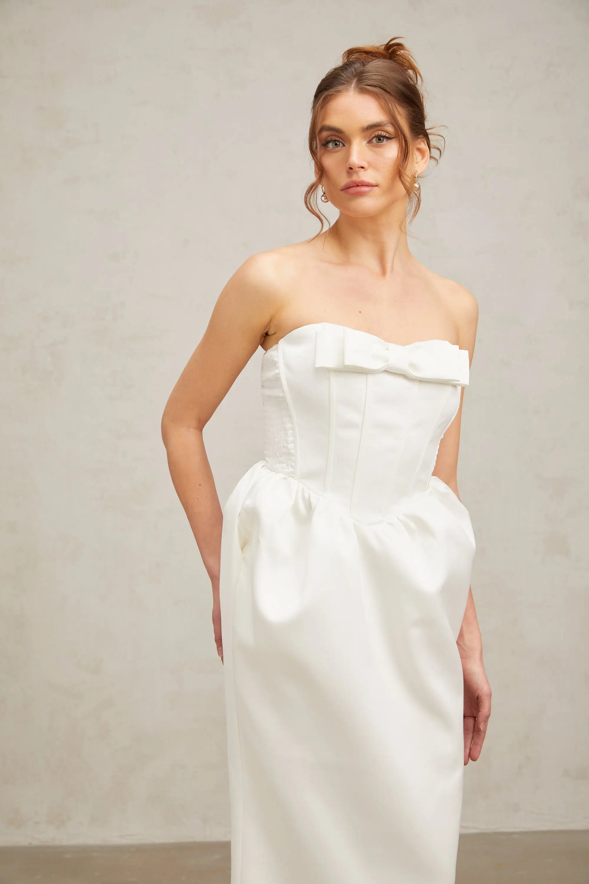 Satin Maxi Dress in White