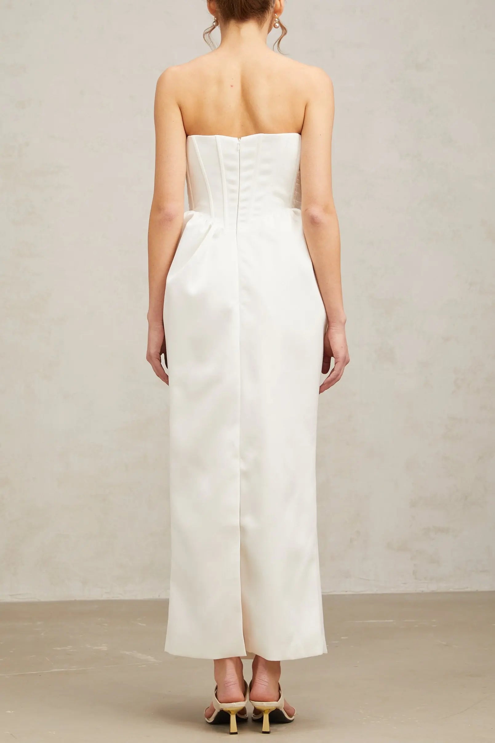 Satin Maxi Dress in White