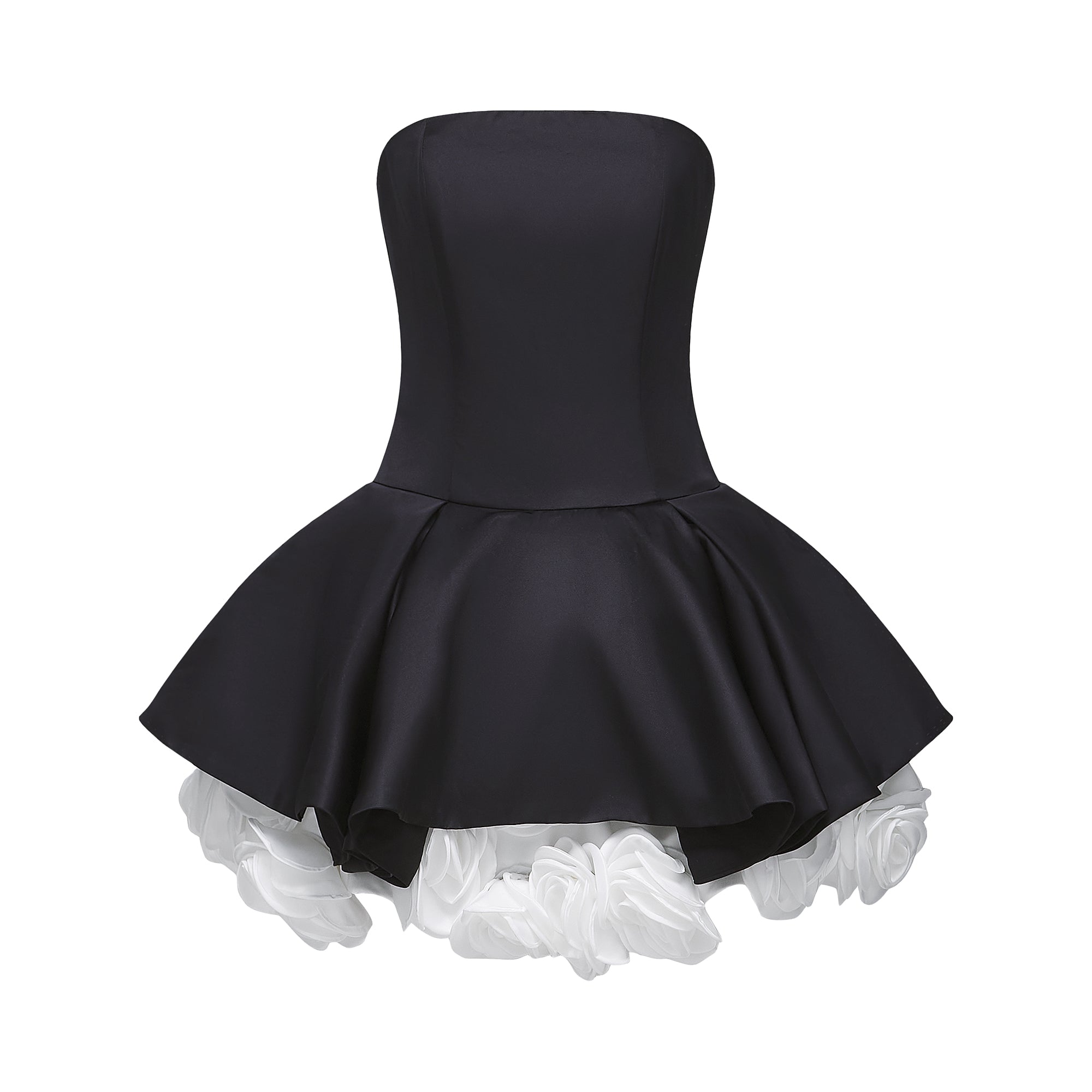 Black Petal-Layered Corset Mini Dress