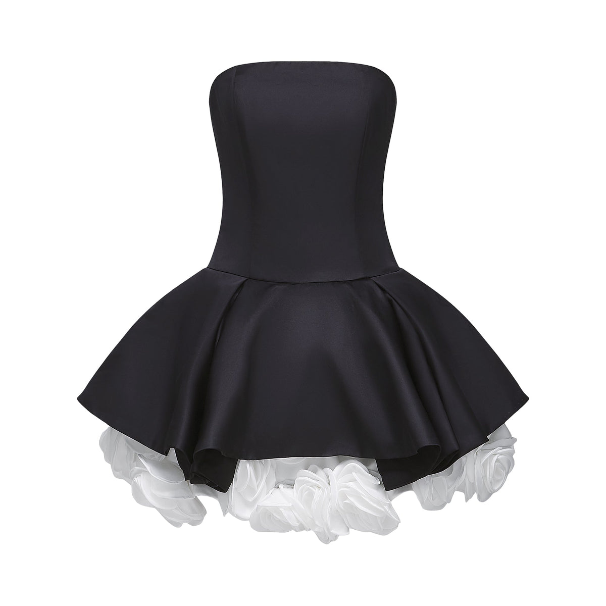Black Petal-Layered Corset Mini Dress