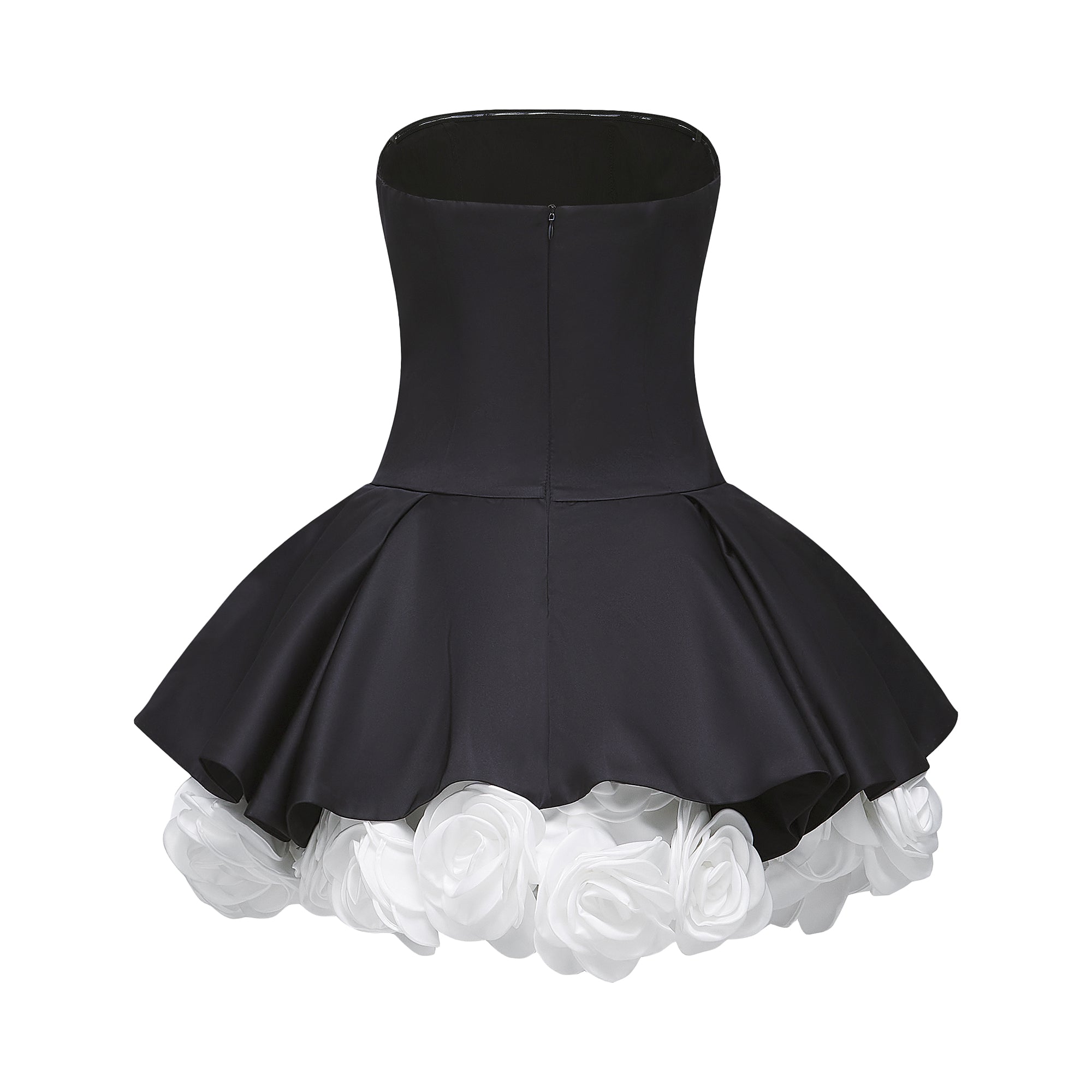 Black Petal-Layered Corset Mini Dress