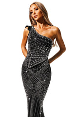 Skew Collar Diamond Maxi Dress