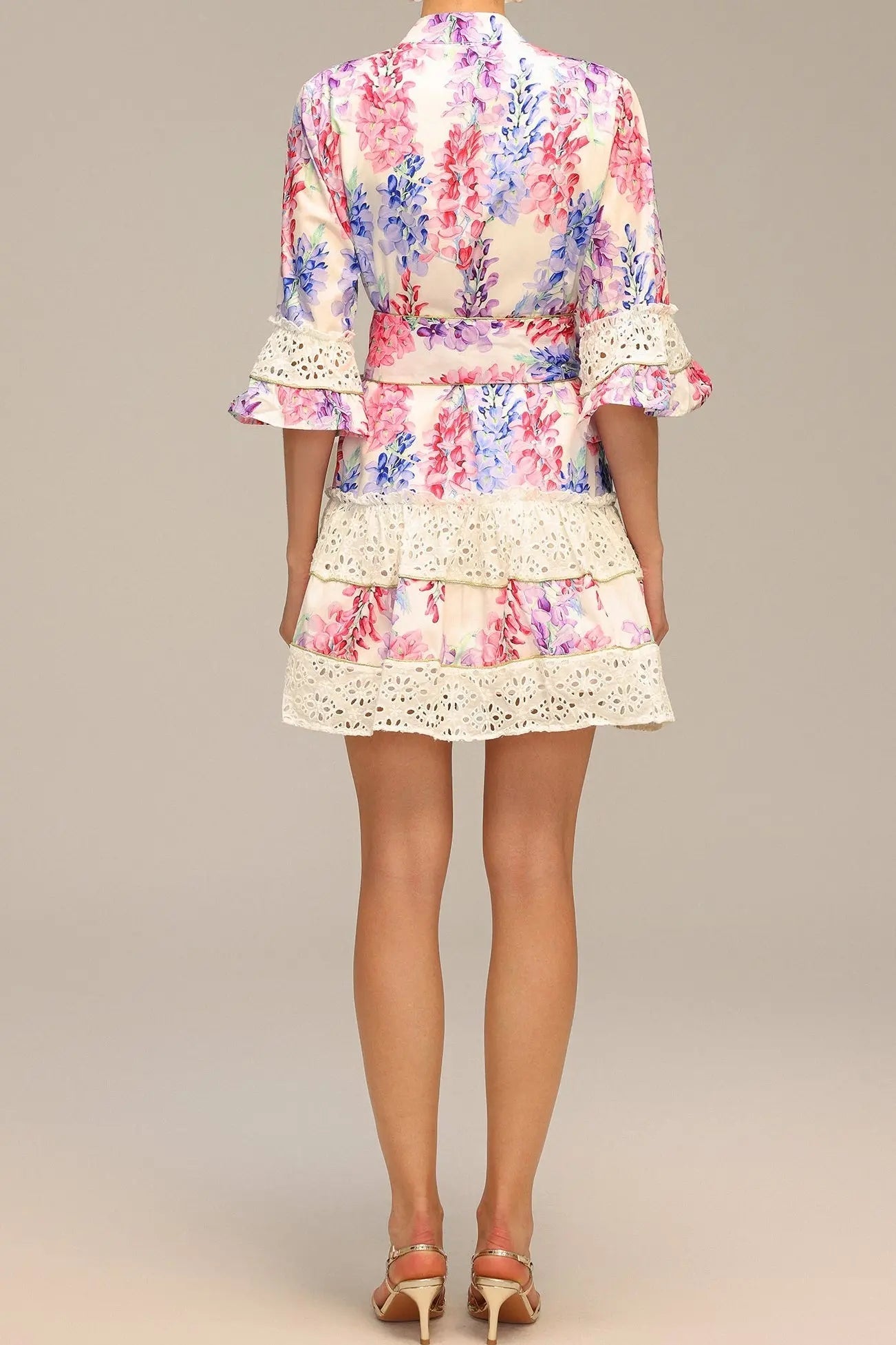 Lace Floral Printed Mini Dress