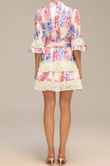 Lace Floral Printed Mini Dress