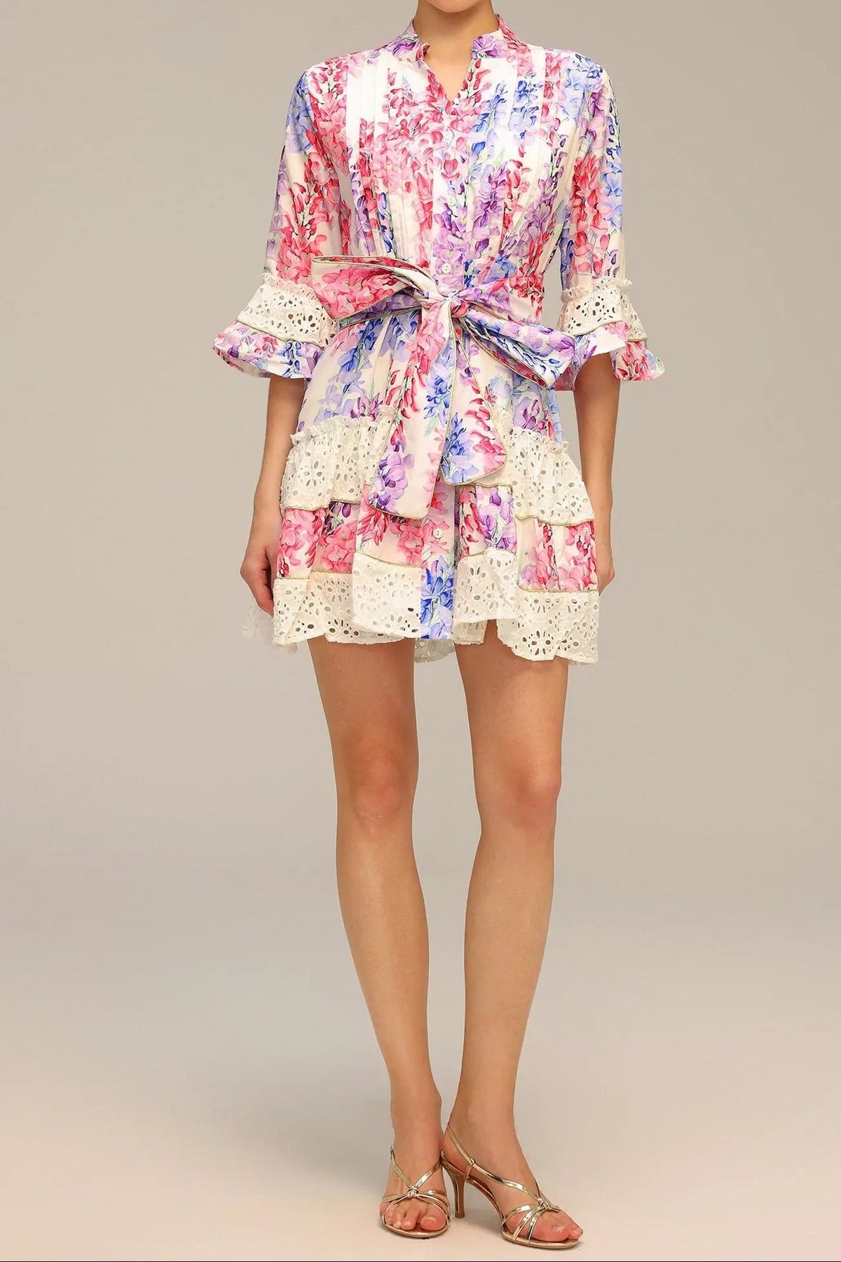Lace Floral Printed Mini Dress
