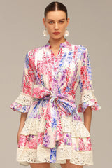 Lace Floral Printed Mini Dress
