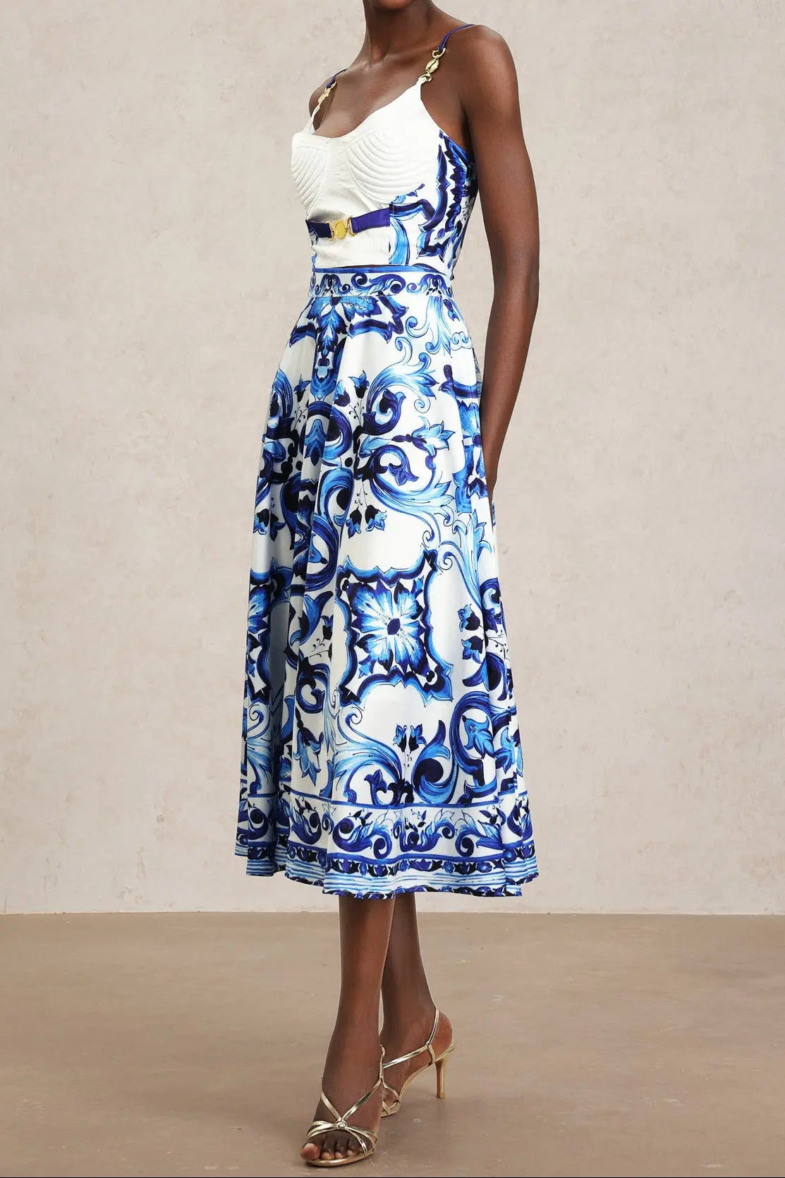 Kaona Halter Floral Printed Top And Skirt Two-Piece Set