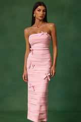 Sleeveless Wrinkles Midi Dress in Pink