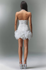 Sleeveless V-neck Diamond Flowers Mini Dress
