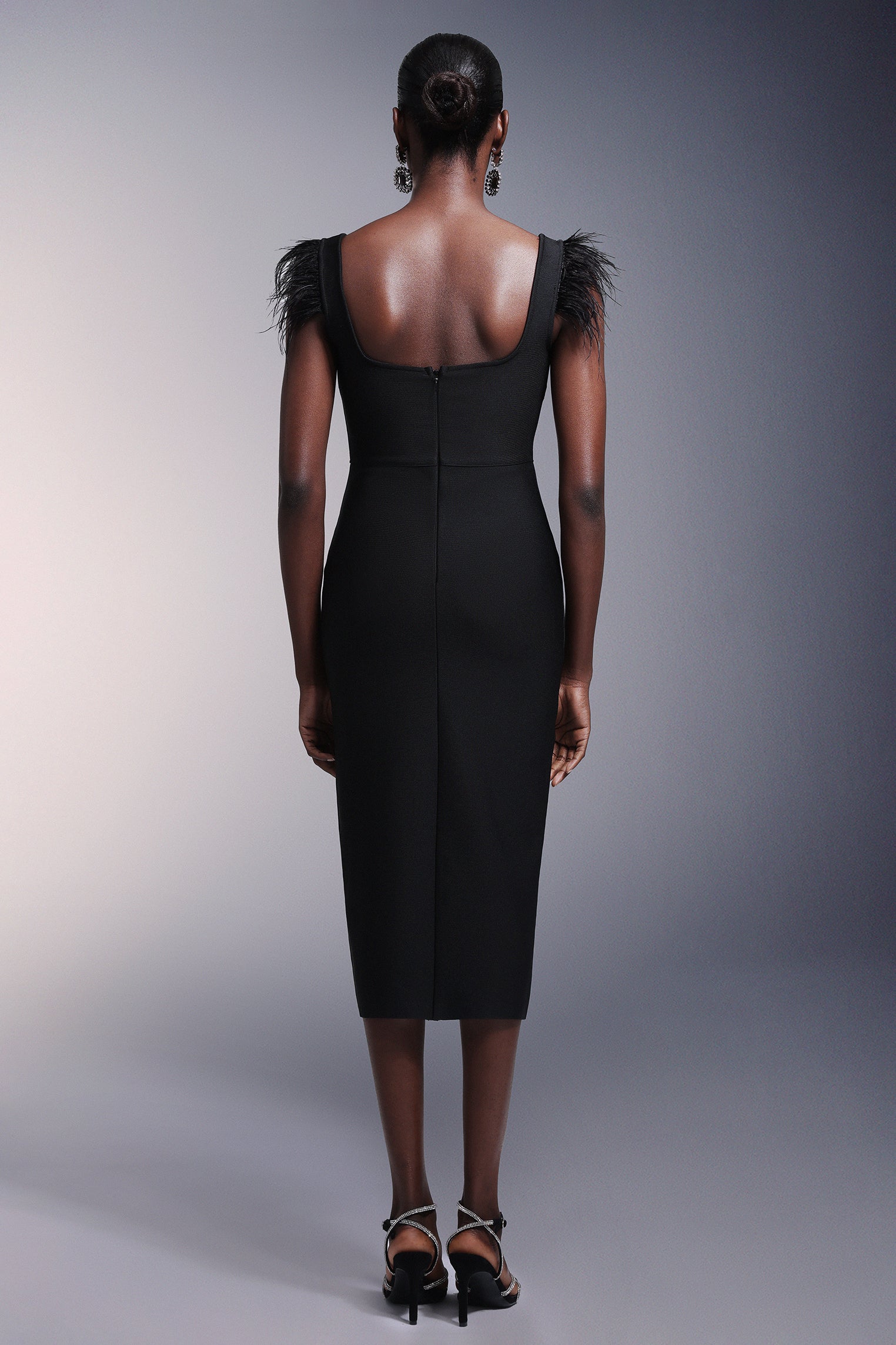 Bows High Diamond Bandage Midi Dress