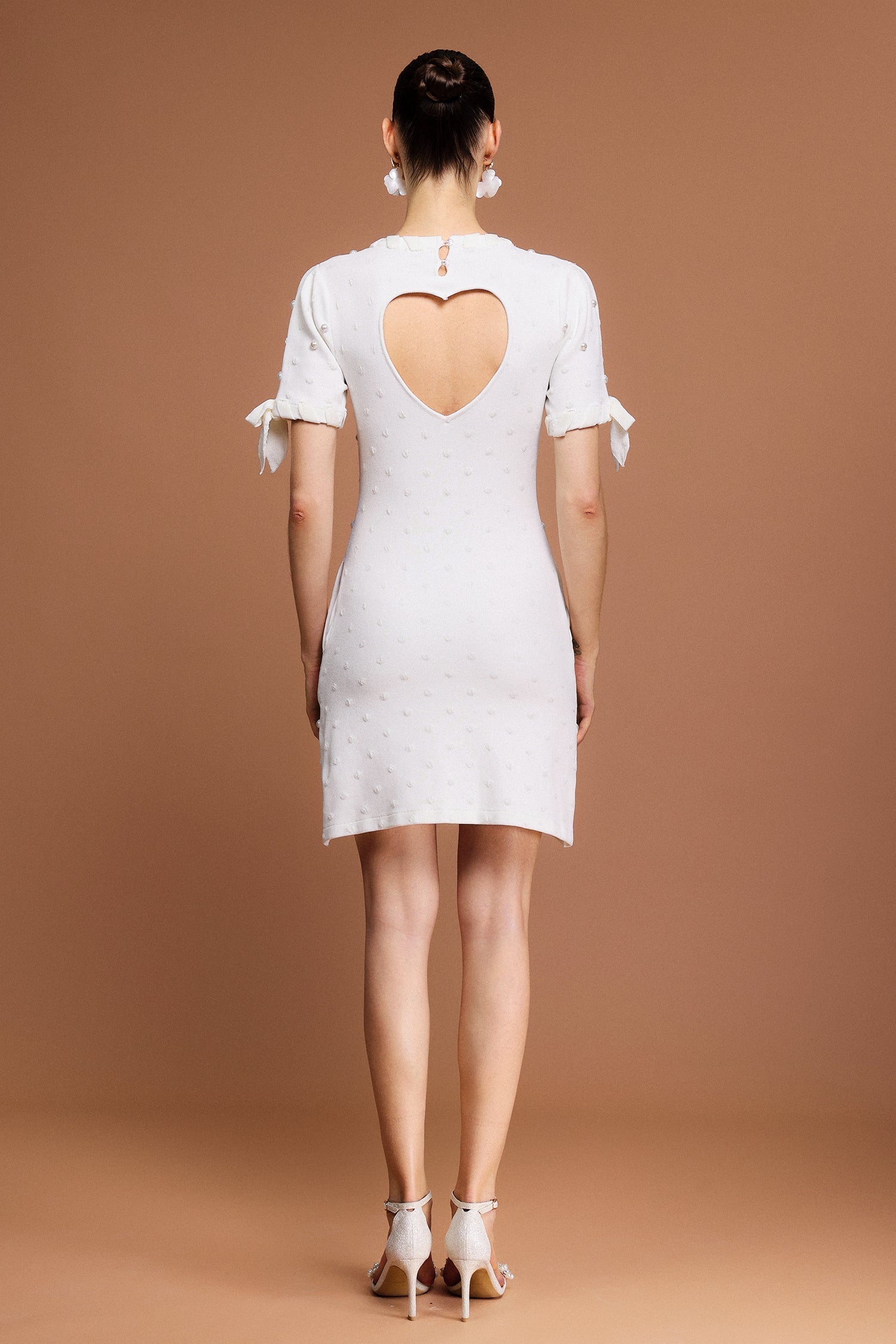 Round Neck Short Sleeves Printed Mini Dress