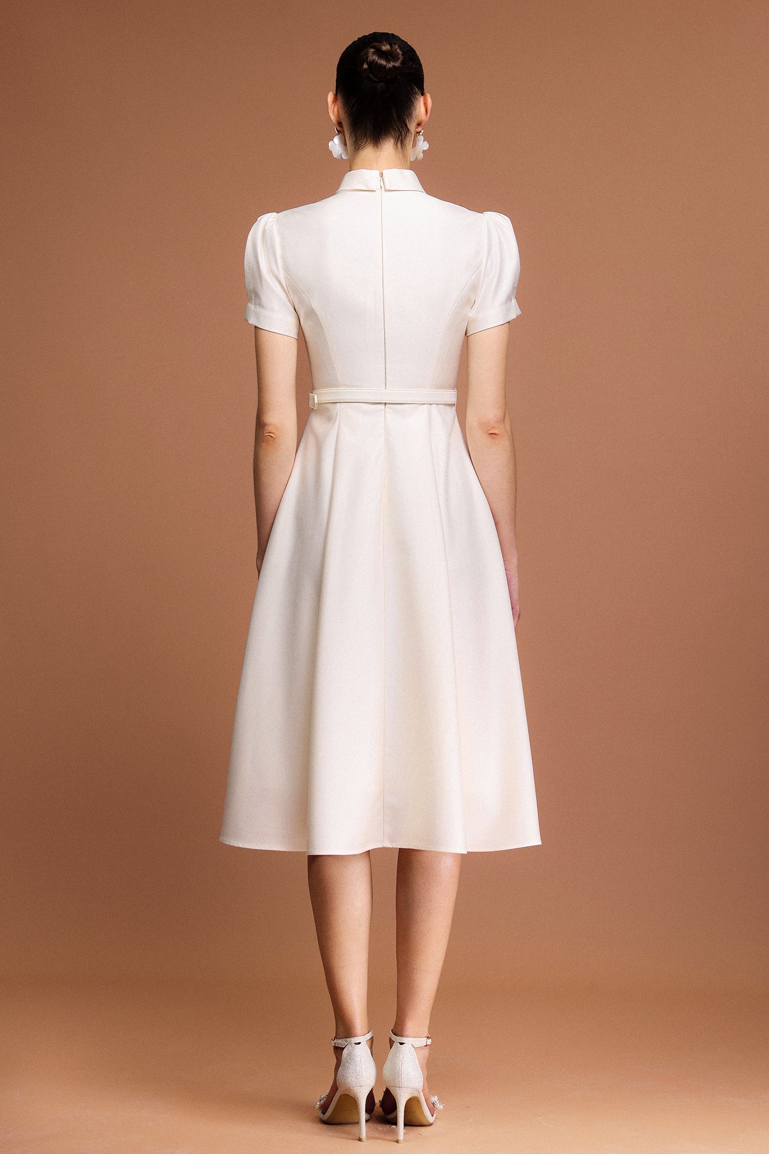 Short Sleeves Diamond Midi Dress
