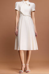 Short Sleeves Diamond Midi Dress