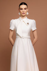 Short Sleeves Diamond Midi Dress