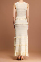 Round Neck Sleeveless Folds Maxi Dress