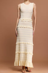 Round Neck Sleeveless Folds Maxi Dress
