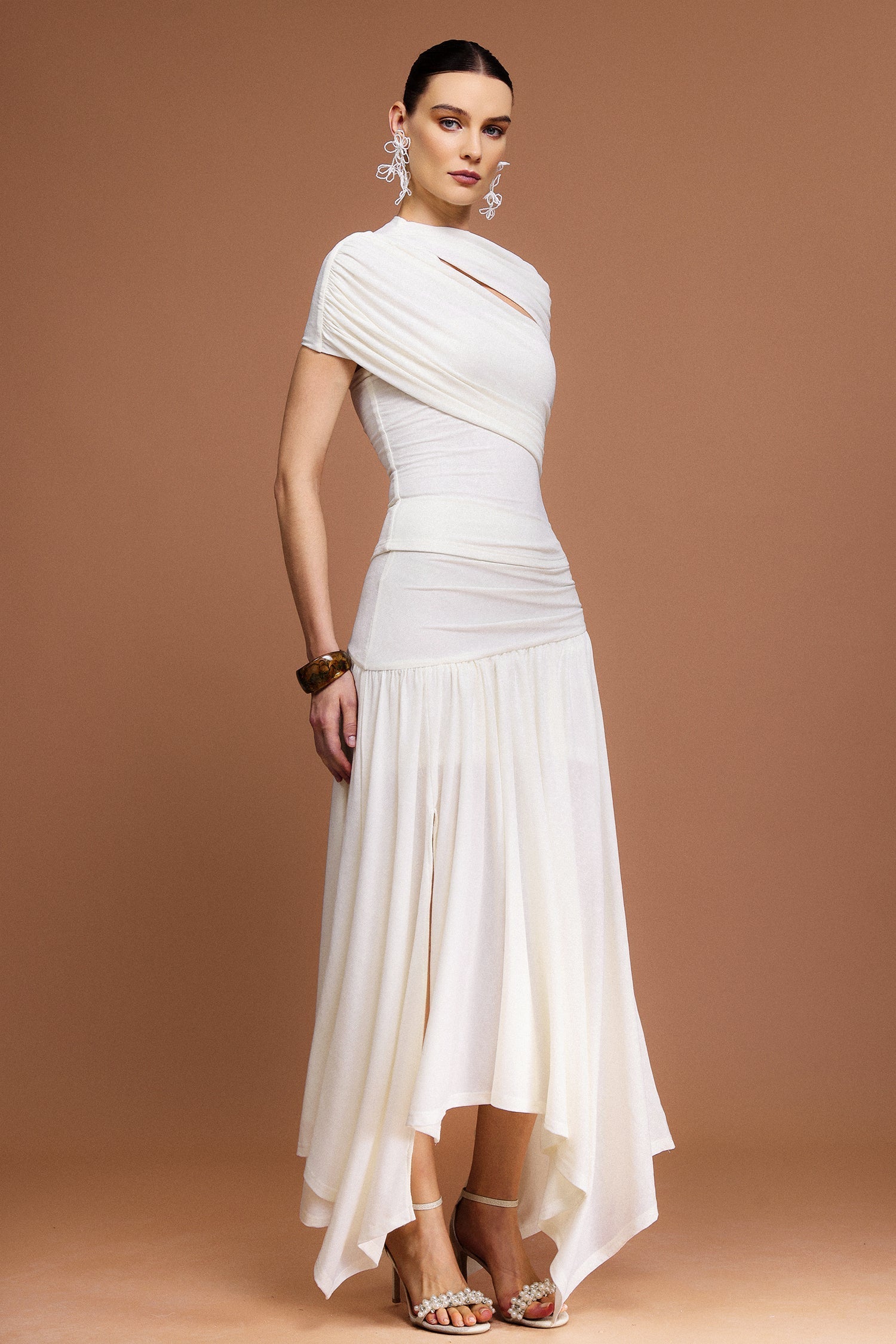 Short Sleeves Folds Top And Skirt Two-Piece Set